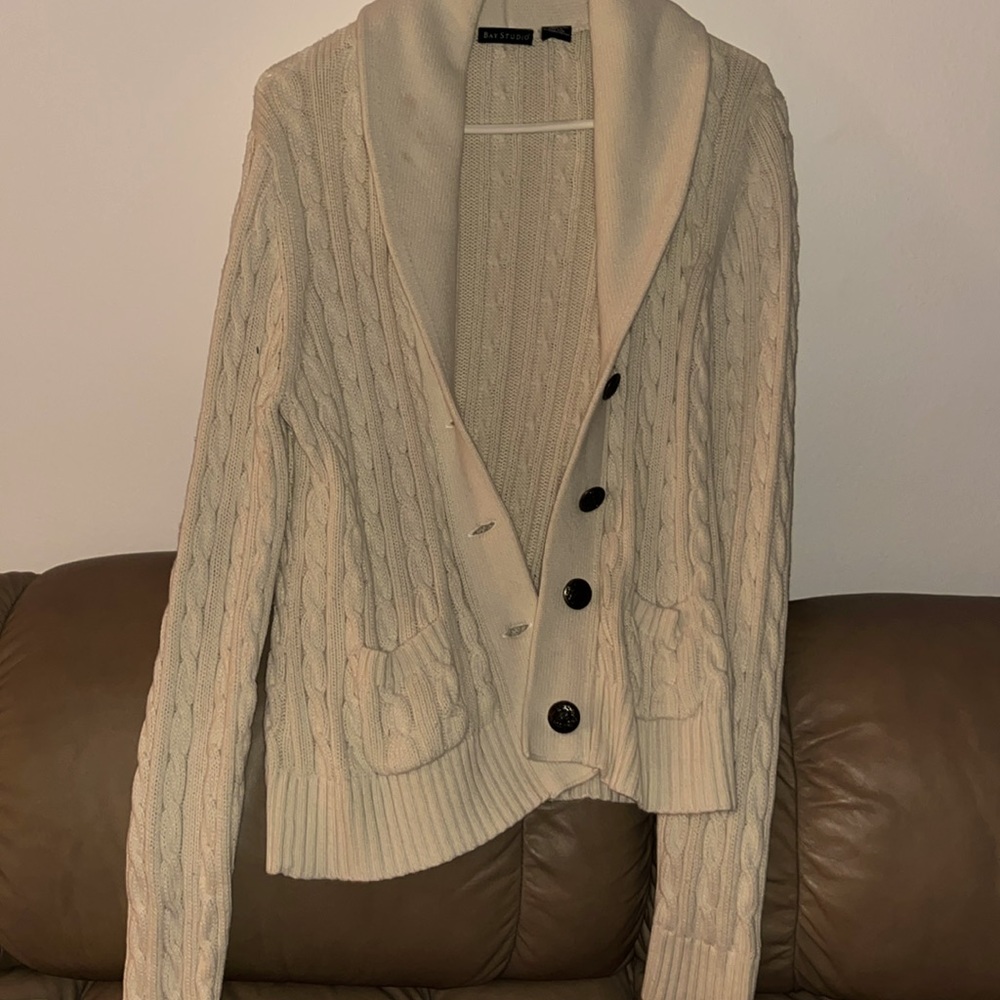 Pocketed button sweater